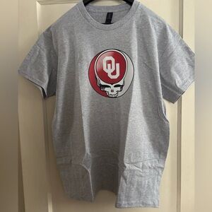 Gildan Oklahoma University Steely Grateful Dead  Gray Heavy Cotton T-Shirt